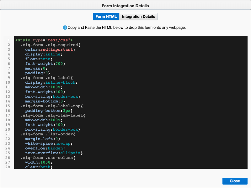 eloqua formulario html