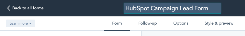 nombre del formulario hubspot